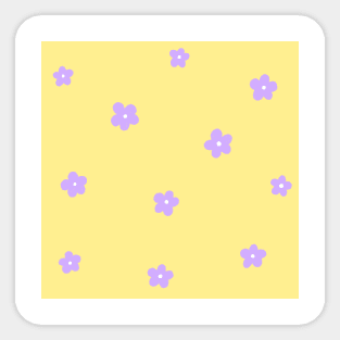 purple flowers on yellow background Sticker